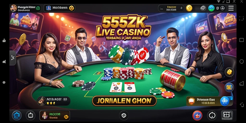 Tampilan gameplay Live Casino yang menegangkan dan menarik di 555ZK.