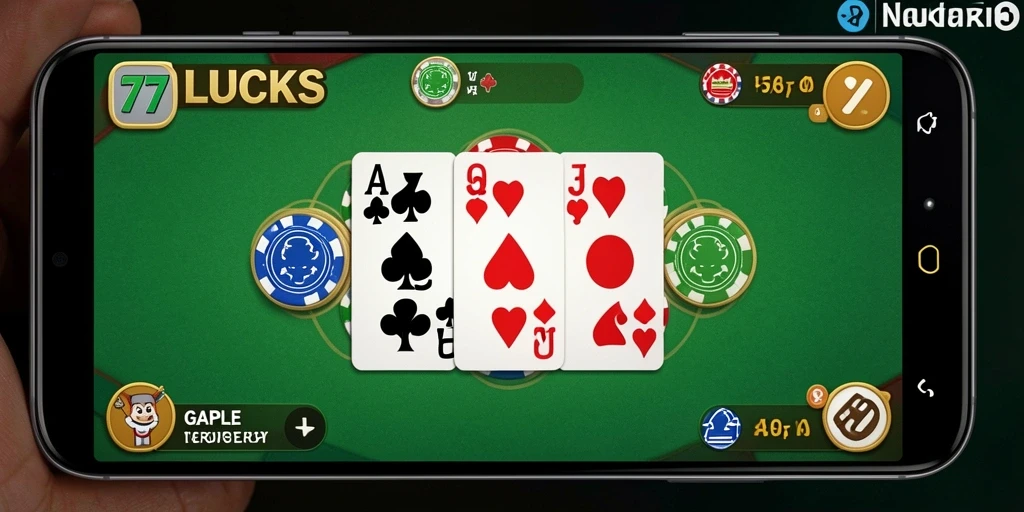 Tampilan utama gameplay Gaple di 77LUCKS yang menantang.