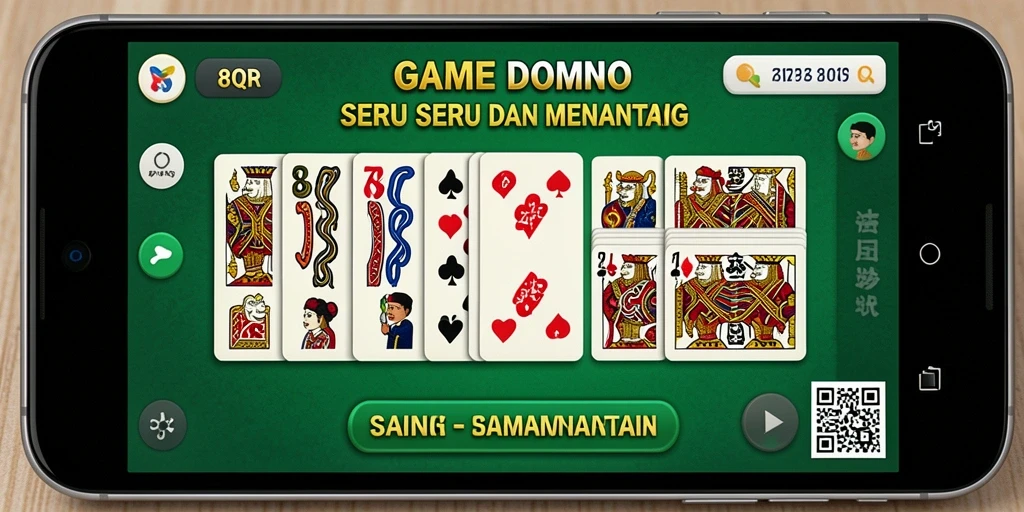Tampilan gameplay menarik dari 8QR dalam serunya permainan Domino.