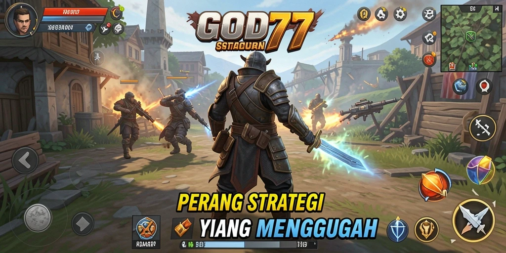 Tampilan menarik dari gameplay strategi di GOD77.