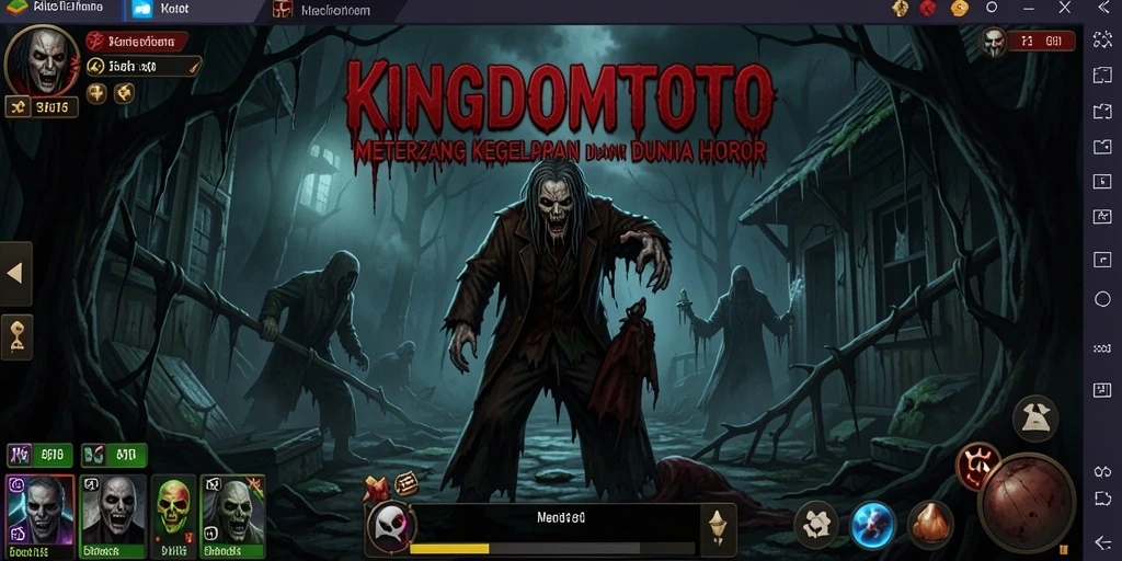 Screenshot KINGDOMTOTO menampilkan suasana gameplay penuh ketakutan.