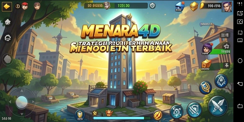 Tampilan gameplay MENARA4D dengan pertahanan menara yang strategis.