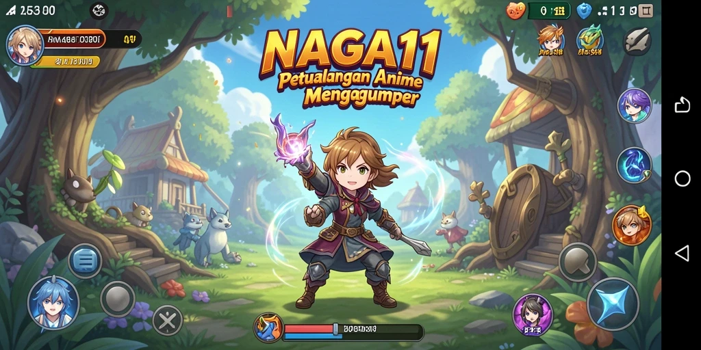 Tampilan screenshot NAGA11 menampilkan aksi heroik dalam gaya anime yang memukau.