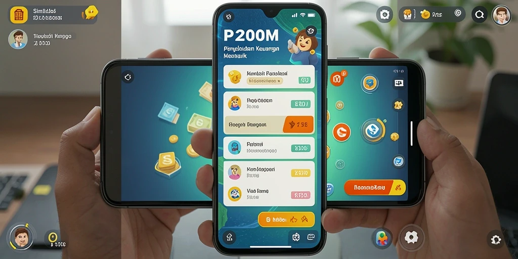 Tangkapan layar utama P200M menampilkan antarmuka game Simulation yang interaktif.