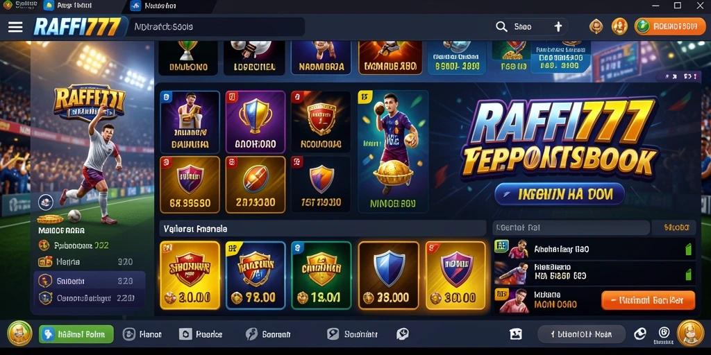 Tampilan antarmuka aplikasi RAFFI777 yang menarik untuk taruhan Sportsbook.
