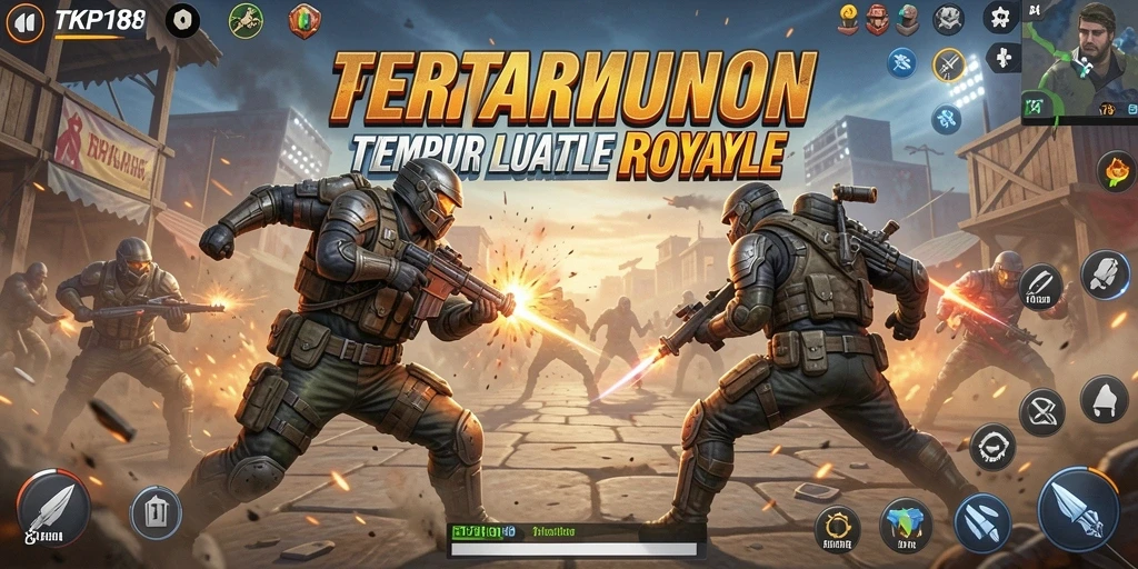 Tangkapan layar utama TKP188 menampilkan keseruan bermain Battle Royale.